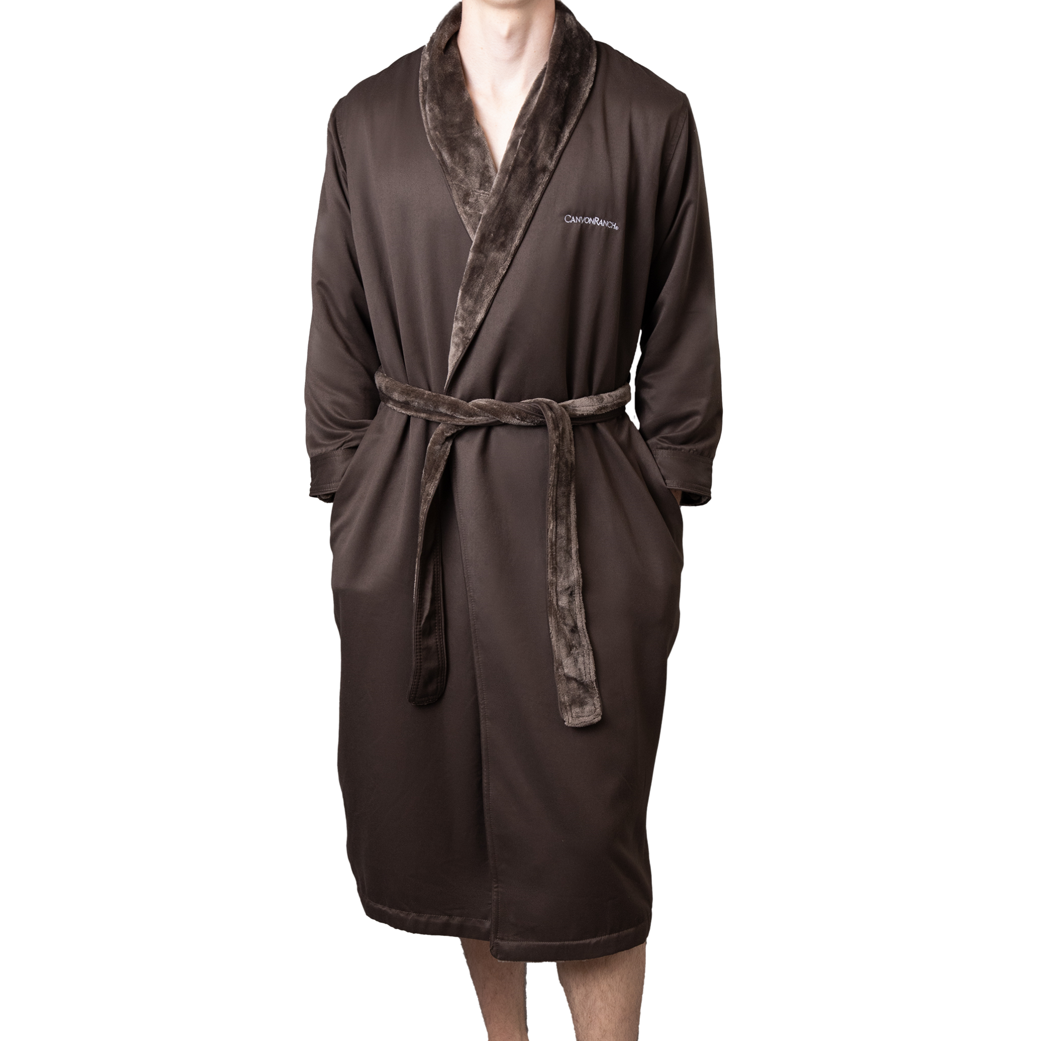 Canyon Ranch Microfiber Shimmer Lined Bath Robe Chocolate