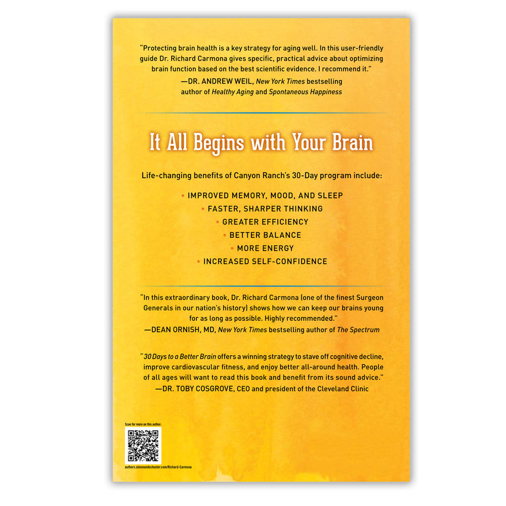 30 Days to a Better Brain Book by Richard Carmona Back Cover