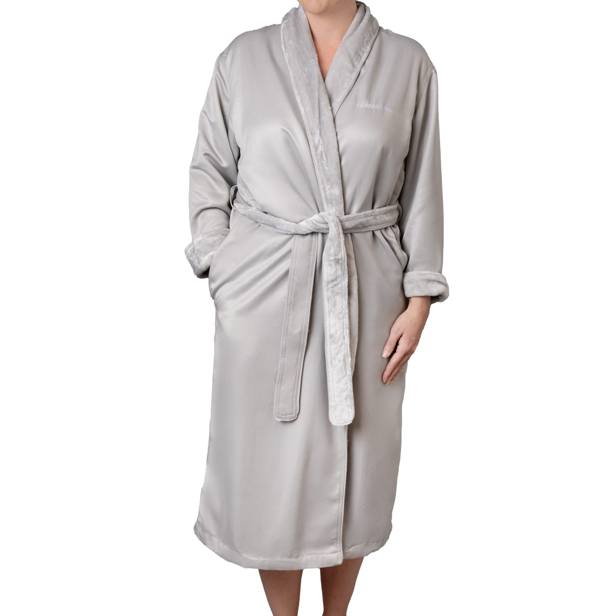 Canyon Ranch Microfiber Shimmer Lined Bath Robe Dove Grey – Canyon ...